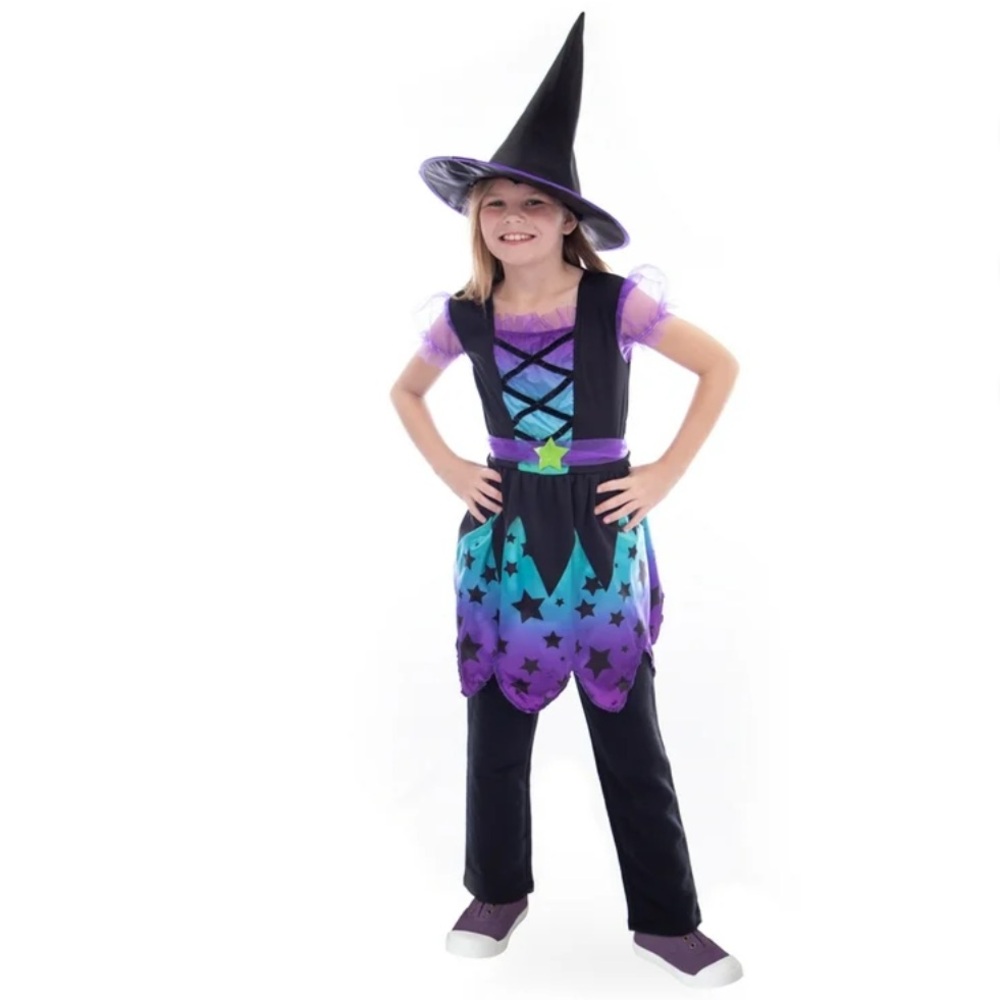 Boo! Inc. Enchanting Witch Costume Girls Size 7-9‎ Dress & Hat Halloween